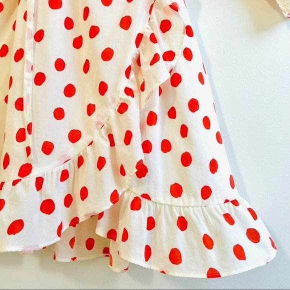 Rixo Woman's Dress XXS Red Polka Dot Mini Wrap Ruffle Belted Half Sleeve New - Picture 10 of 17
